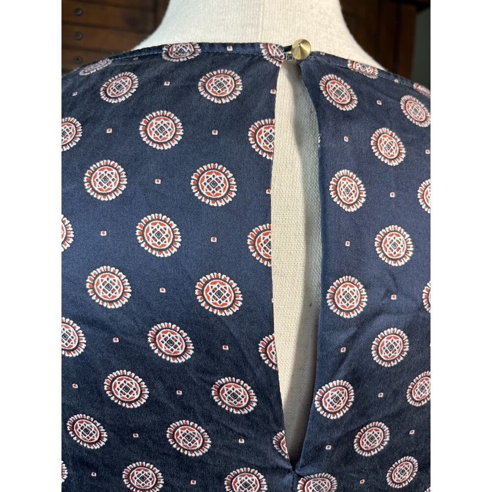 Banana Republic SILK Foulard Ruffle Blue Dress Long Sleeve Gold Stud Buttons 8‎ - Picture 6 of 14